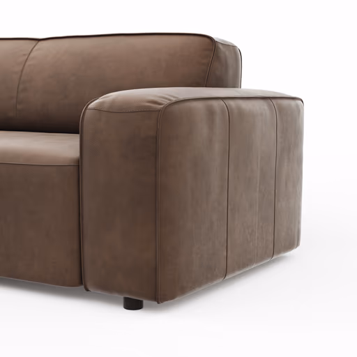 Ecksofa Denver - Longchair links mit 2,5-Sitzer, Leder, Braun