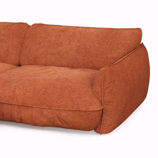 Ecksofa Fluffy - 2,5-Sitzer mit Longchair rechts inkl. Rückenlehne verstellbar, Stoff, Kupfer