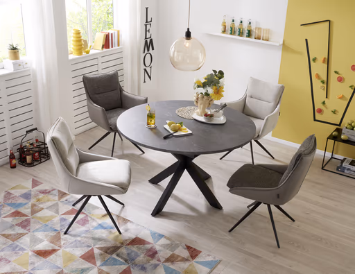 Stuhl MANDY - drehbar, Stoff, Graubeige