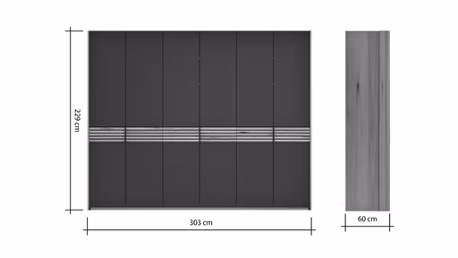 Drehtürenschrank Viana - B ca. 303cm, Lack, Anthrazit