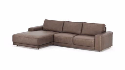 Ecksofa Balok - Longchair groß links mit 2,5-Sitzer, Leder, Dunkelbraun