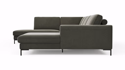 Wohnlandschaft Solano - Ecke Links, 2-Sitzer, Longchair Rechts, Stoff, Dunkelgrün