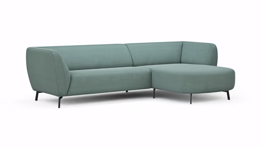 Ecksofa Morela - 2-Sitzer mit Longchair rechts, Stoff, Petrol