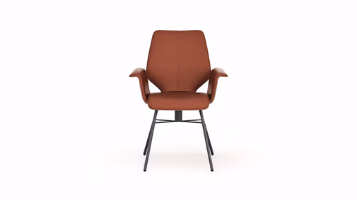 Armlehnstuhl Penthouse -  Leder, Rost, Stoff, Beige-Rost, Drehbar