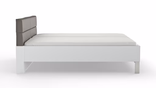 Bett Viana - Liegefläche ca. 180x200 cm, Holzwerkstoff Weiß, Kunstleder Anthrazit