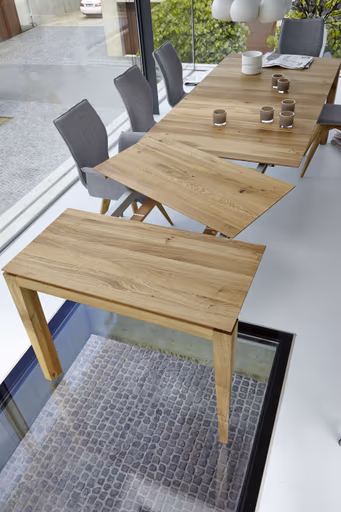 Esstisch 3400 - ausziehbar, LB ca. 200x100 cm, Asteiche massiv, Geölt, Gedrehter Fuss