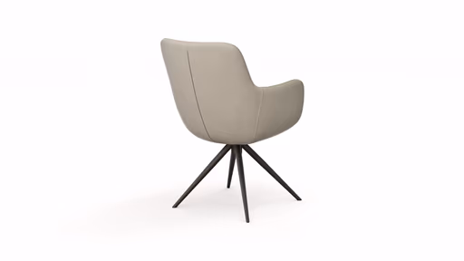 Armlehnstuhl Mis - Leder, Graubraun, Gestell, Schwarz