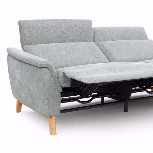 Sofa Nevin - 3-Sitzer, inkl. Relaxfunktion und Kopfteilverstellung (motorisch), Stoff, Silbergrau 