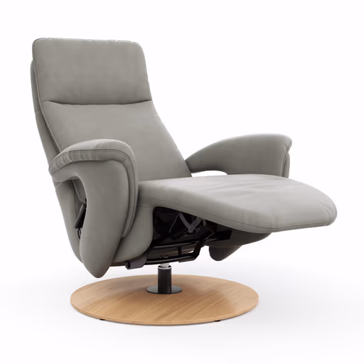 Sessel Tulsa Relax - Größe M, inkl. Fußteil/Rückenlehne verstellbar (motorisch), inkl. Kopfteilverstellung, Leder, Graubeige