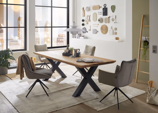 Stuhl MANDY - drehbar, Stoff, Graubeige