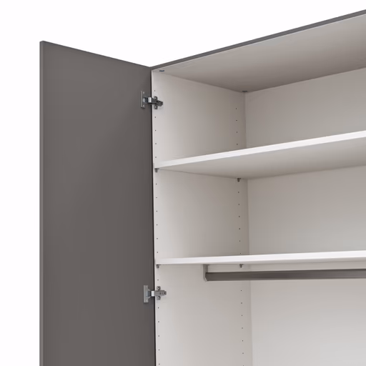 Drehtürenschrank Viana - B ca. 254 cm, Lack, Steingrau, Riffholz, Wildeiche