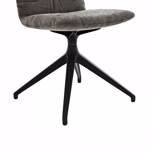 Stuhl Pelle - Stoff, Graubraun, Drehgestell, Schwarzgrau