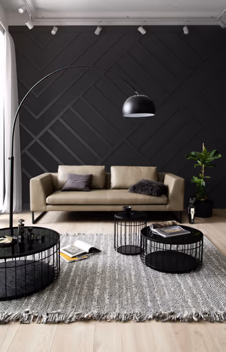 Couchtisch Svala S - Eisen, MDF, Glas, Schwarz