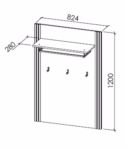 Garderobenpaneel- Eiche Dekor