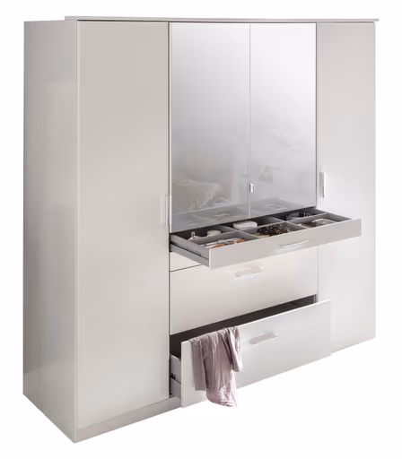 Drehtürenschrank- B ca. 180cm, Weiß, Spiegel