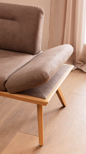 Bank Kamari - Breite ca. 228cm, Seitenteile verstellbar, Stoff, Schlamm