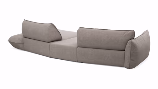 Trapezsofa Fluffy - 2-Sitzer mit Trapezelement und Abschlussteil inkl. Rückenlehne verstellbar, Stoff, Taupe
