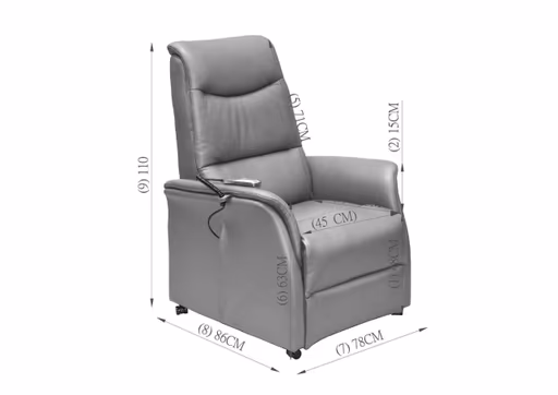 TV-Sessel MARIK - Relaxfunktion, Kopfteil verstellbar, Leder, Dunkelgrau