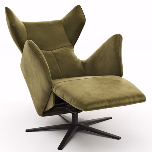 Sessel Noto Relax II - Rückenlehne und Fußteil verstellbar (motorisch), Velour, Schlammgrün