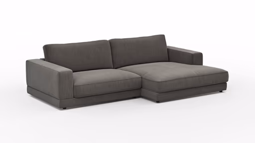 Ecksofa Juni - 1,5-Sitzer mit Longchair rechts, Stoff, Schwarz