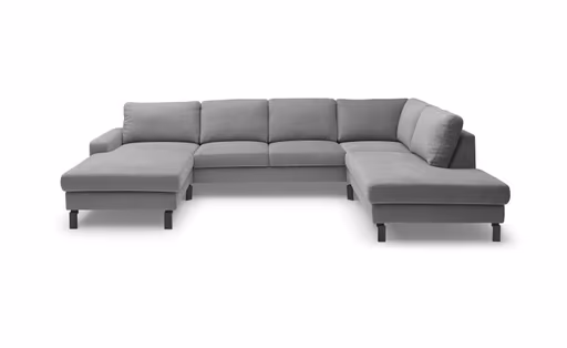 Wohnlandschaft CALM - Longchair links, 2-Sitzer, Ecke rechts, Microfaser, Grau