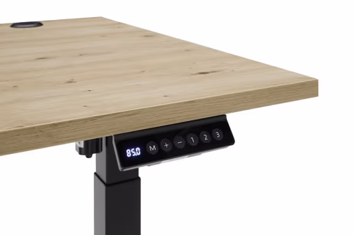 Schreibtisch - höhenverstellbar, LB ca. 160x77 cm, Artisan Eiche Nachbildung, Schwarz