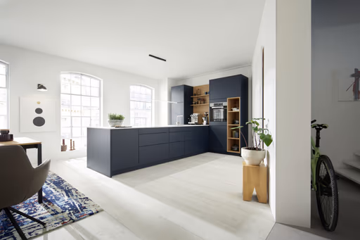 Küchenzeile 54.160 CO 6 521, Lack tiefblau samtmatt,