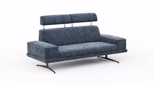 Sofa Hubertus - 2-Sitzer, Kopfstütze verstellbar, Stoff, Blau