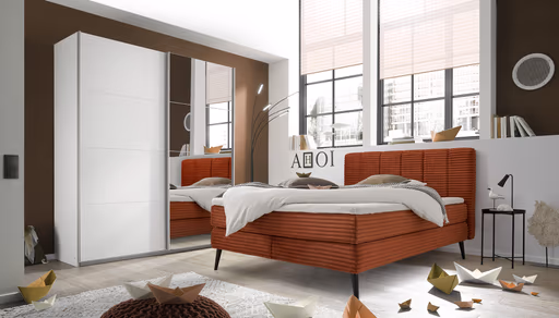 Schwebetürenschrank ROVERO- B ca. 225 cm, Weiß, Spiegel