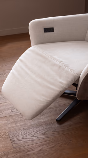 Drehsessel Houston Relax - Größe M, inkl. Relaxfunktion (motorisch), Aufstehhilfe und Kopfstütze, Stoff, außen Taupe/innen Natur