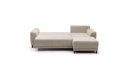 Ecksofa JONI - 2-Sitzer, Ecke rechts inkl. Schlaffunktion mit Bettkasten, Stoff, Beige