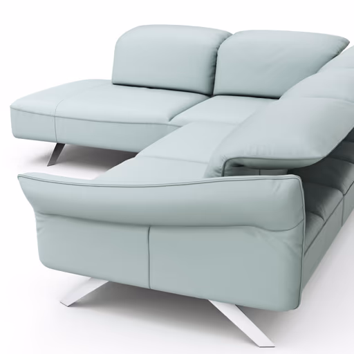 Ecksofa Bormio - Ecke links, 2,5-Sitzer inklusive Kopfteilverstellung, Leder, Jade