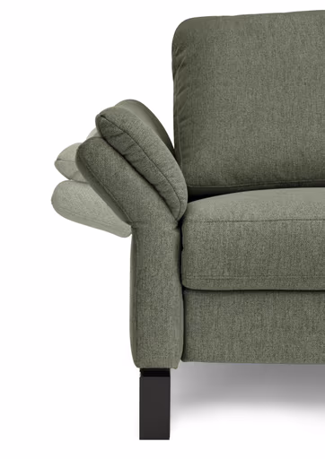 Ecksofa CALM PREMIUM 2.0 - 3-Sitzer mit Longchair rechts, Relaxfunktion motorisch, Armlehne verstellbar, Stoff, Dunkelgrün