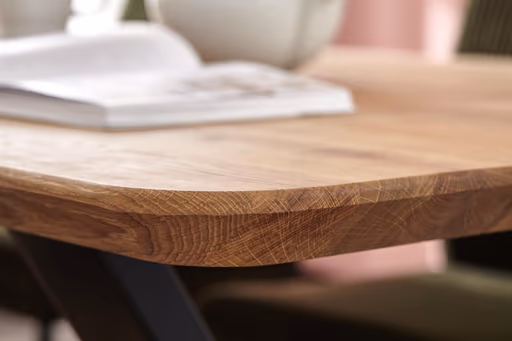 Esstisch Belfast - LB ca. 200x100 cm, Eiche massiv, X-Gestell asymmetrisch