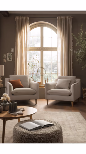 Sofa Burnley - 1-Sitzer, Stoff, Graubeige