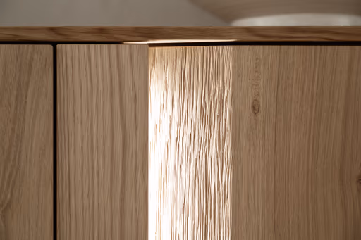 Vitrine Due Viso - inkl. Beleuchtung, BHT ca. 78x200x40 cm, Wildeiche massiv, geölt