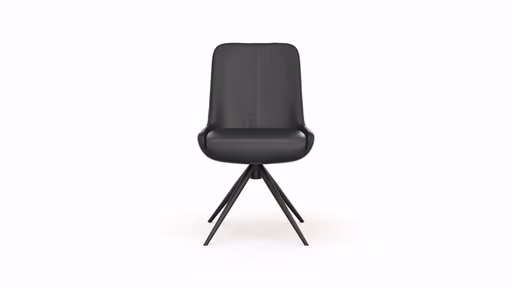 Stuhl Mis - Leder, Schwarz, Drehbar, Gestell Schwarz