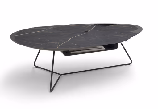 Couchtisch Fano - LBH ca. 121x75x38 cm, HPL, Schwarz marmoriert