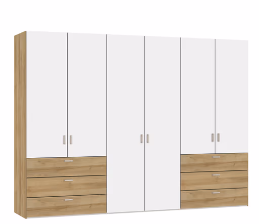 Drehtürenschrank JOIN IT- B ca. 303 cm, Eiche Dekor, Weiß