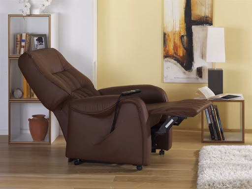 Fernsehsessel EM Kassel - Relaxfunktion (1-motorisch) mit Aufstehhilfe motorisch, Leder, Braun