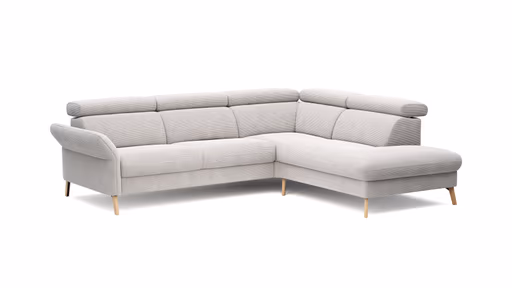 Sofa Maryville - 2,5-Sitzer mit Eckelement und Abschlussteil medium rechts, inkl. Kopfteil verstellbar, Stoff, Beige