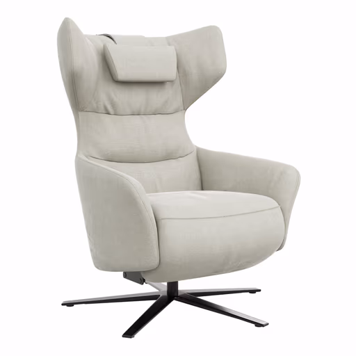 Drehsessel Houston Relax - Größe M, inkl. Relaxfunktion (motorisch), Aufstehhilfe und Kopfstütze, Stoff, Natur