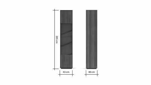 Vitrine Saratoga - rechts, Buche massiv, silbergrau geölt