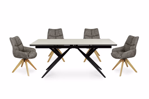 Armlehnstuhl MATTEA - drehbar, Stoff, Braun