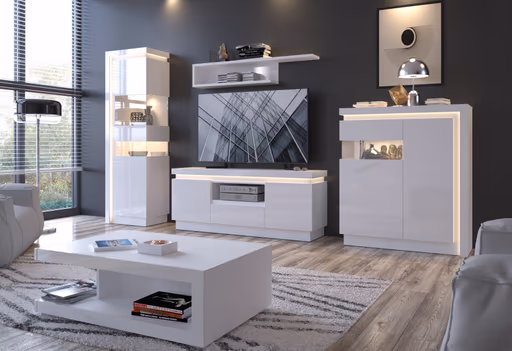 TV-Unterteil - mit Beleuchtung, Weiß