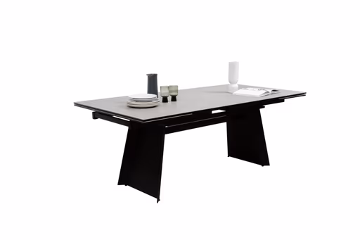 Esstisch - ausziehbar, LB ca. 200 (245, 290)x100 cm, Keramik, Hellgrau