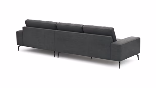 Ecksofa Redington - 2,5-Sitzer mit Longchair groß rechts, Stoff, Schwarz