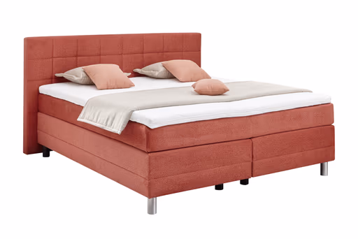 Boxspringbett EM Malo - Liegefläche ca. 180x200 cm, Stoff, rot