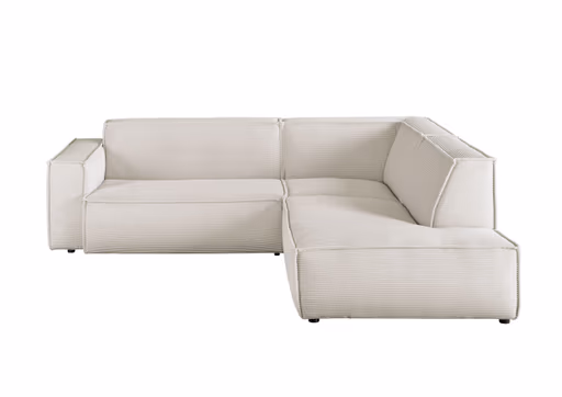 Ecksofa - 1,5-Sitzer mit Ecke rechts, Cord, Weiß