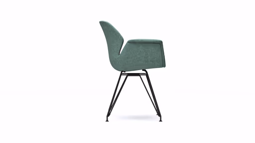 Armlehnstuhl Tooon - Stoff Lagune, Gestell Metall, Schwarz